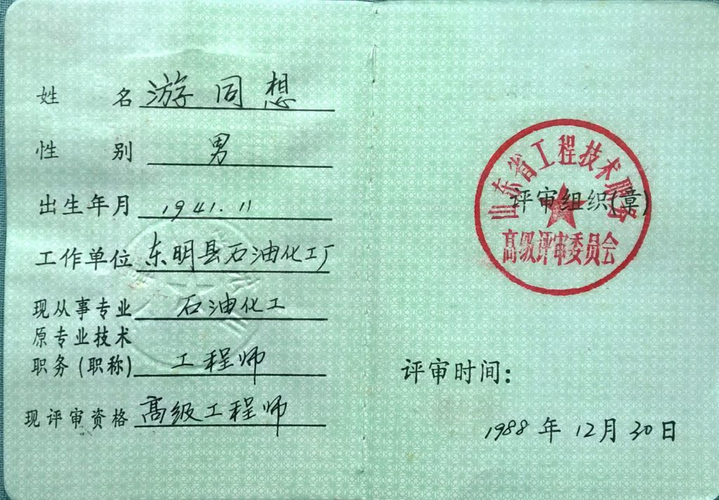 高级工程师资格证书内页2